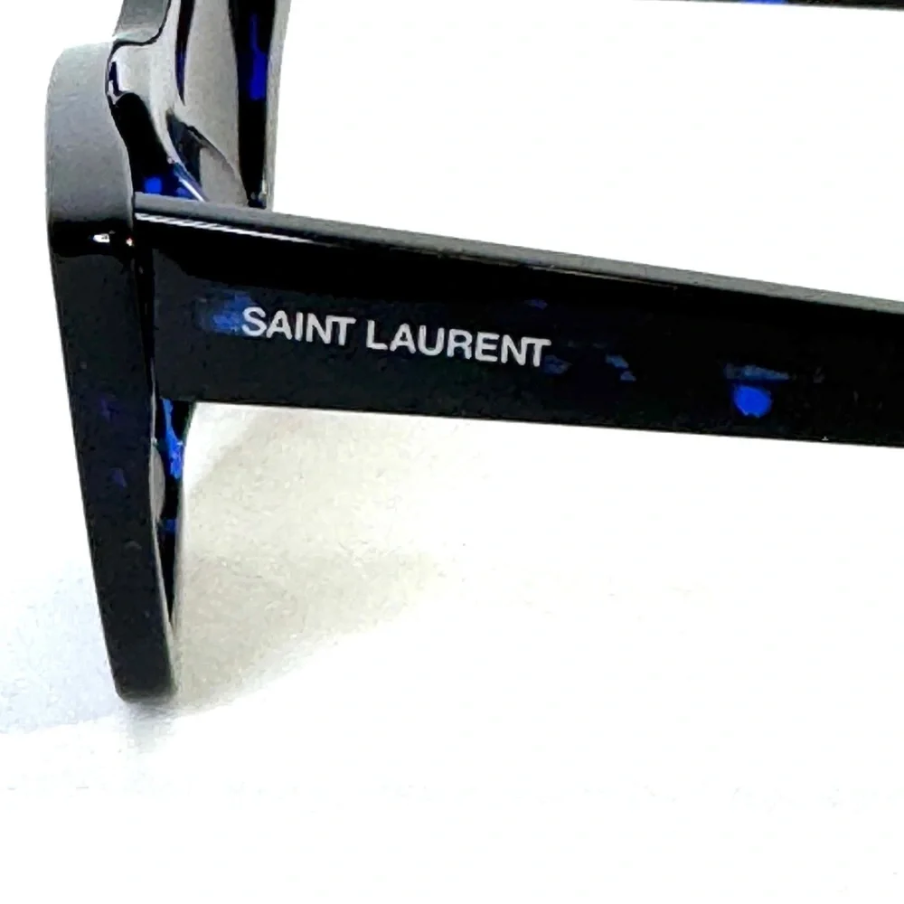 SAINT LAURENT Mica Cat Eye Sunglasses NEW Style SL 276 009 Black Blue Havana